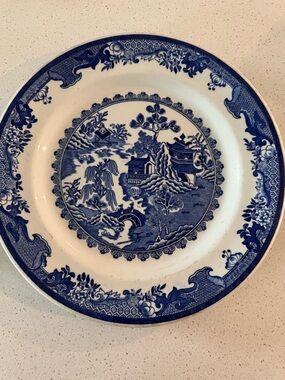 Vtg SHENANGO CHINA Blue Willow 11” Chop Plate - Heavy Restaurant Ware - USA